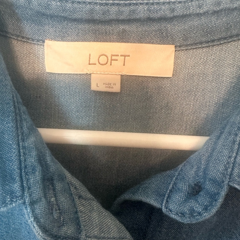 LOFT Chambray Oversized Pocket Shirt - Picture 2 of 5